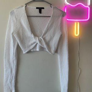 White twist crop sweater